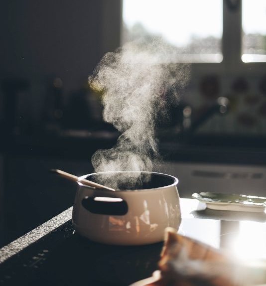 boiling water on stove